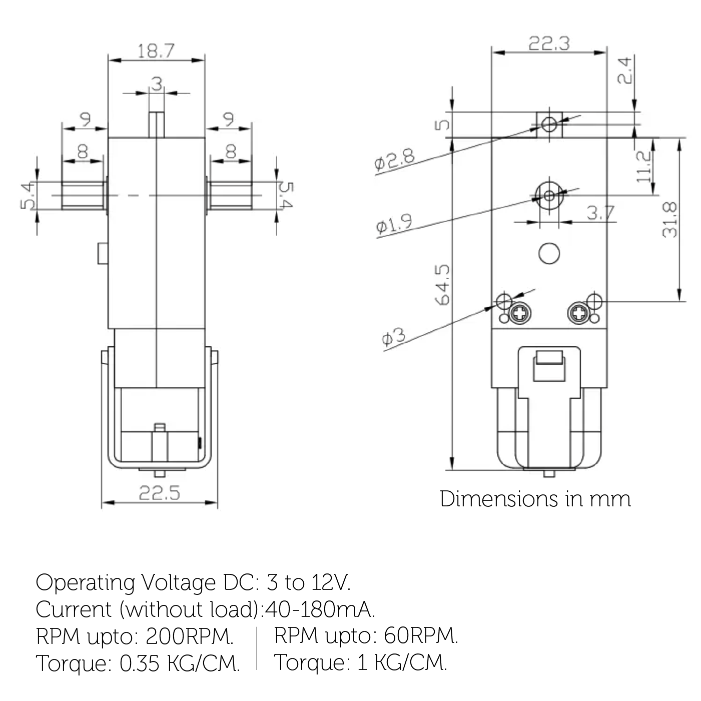 Battery Operated BO Motor 200 RPM - 2pcs