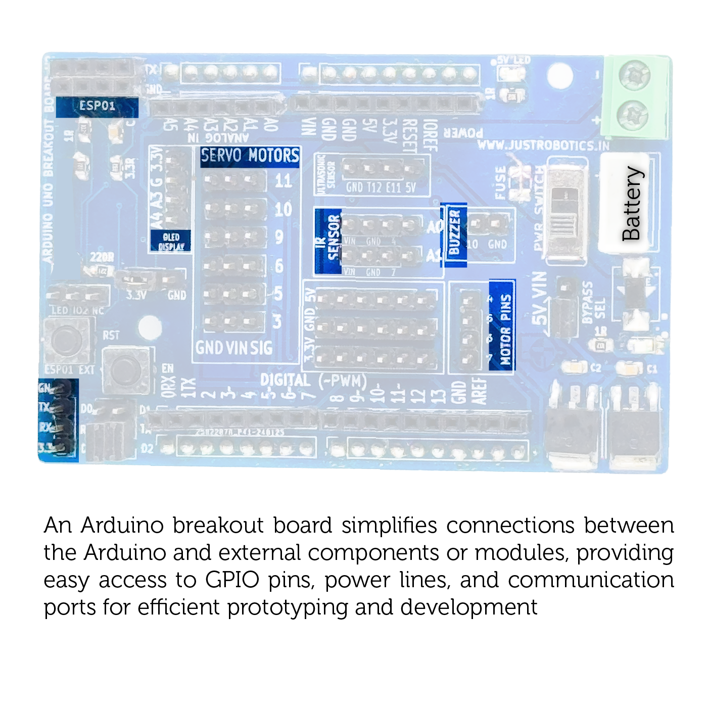 ArduinoUNO Breakout Board - Arduino projects made simple(ArduinoUNO not included)