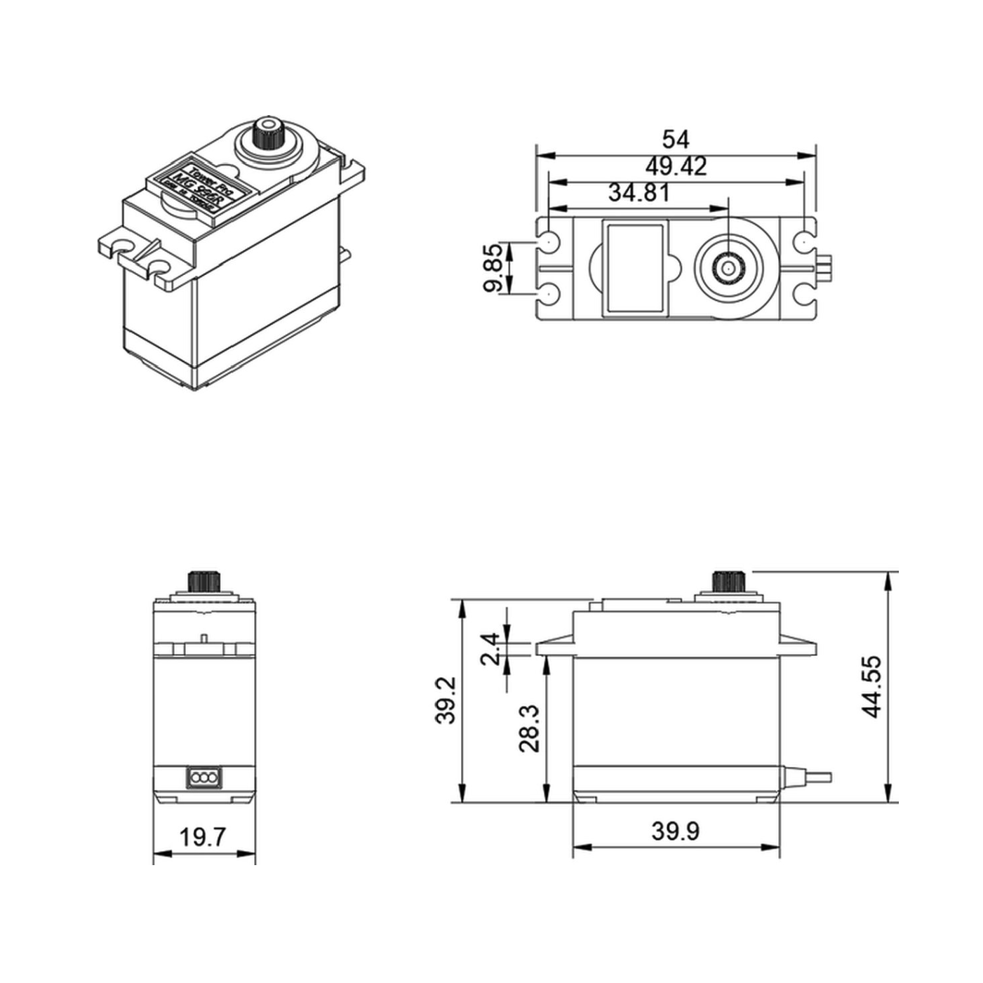 MG996 180° Servo Motor (Includes bolts and nuts to mount)